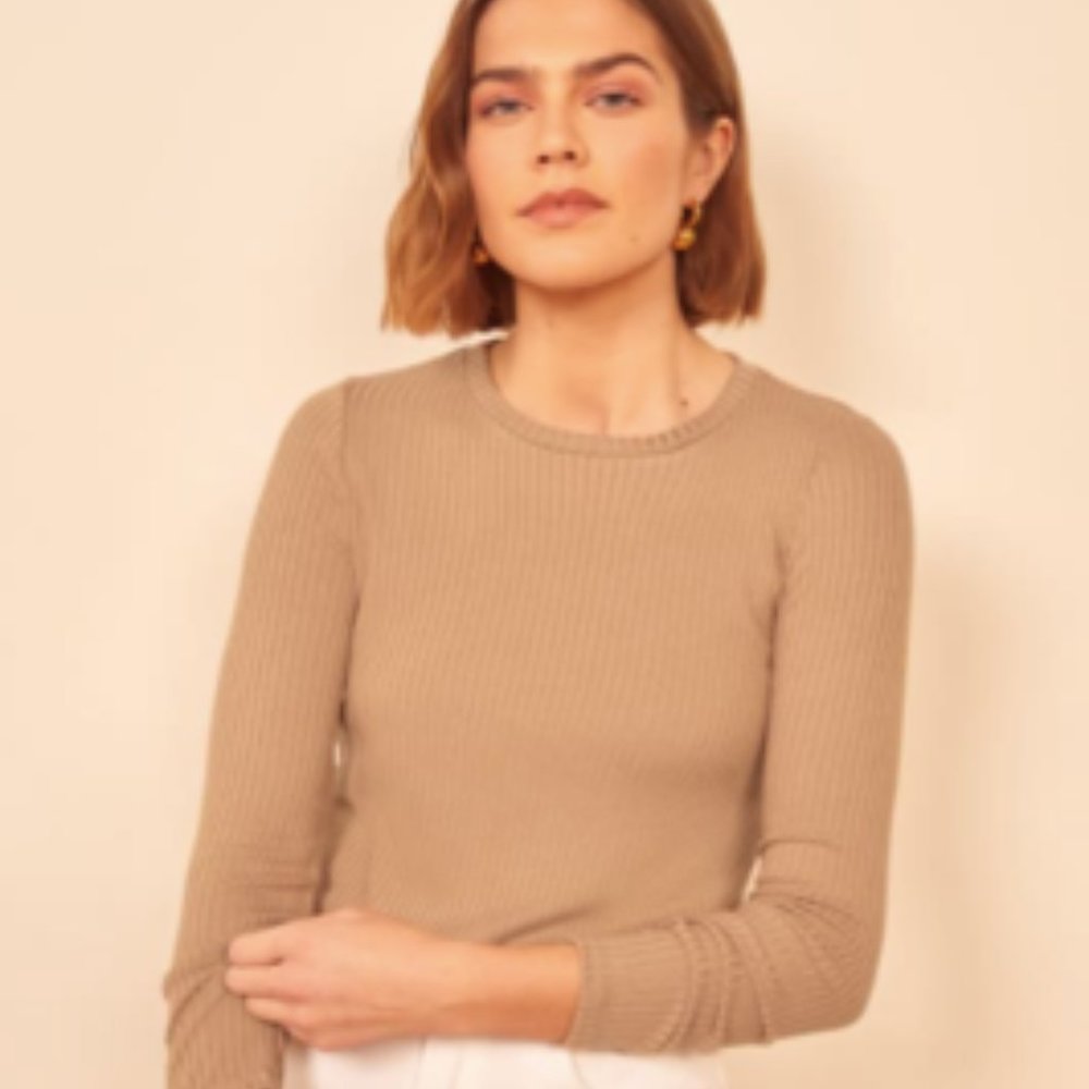 Reformation Jackie Top Brown long sleeve Crop Top